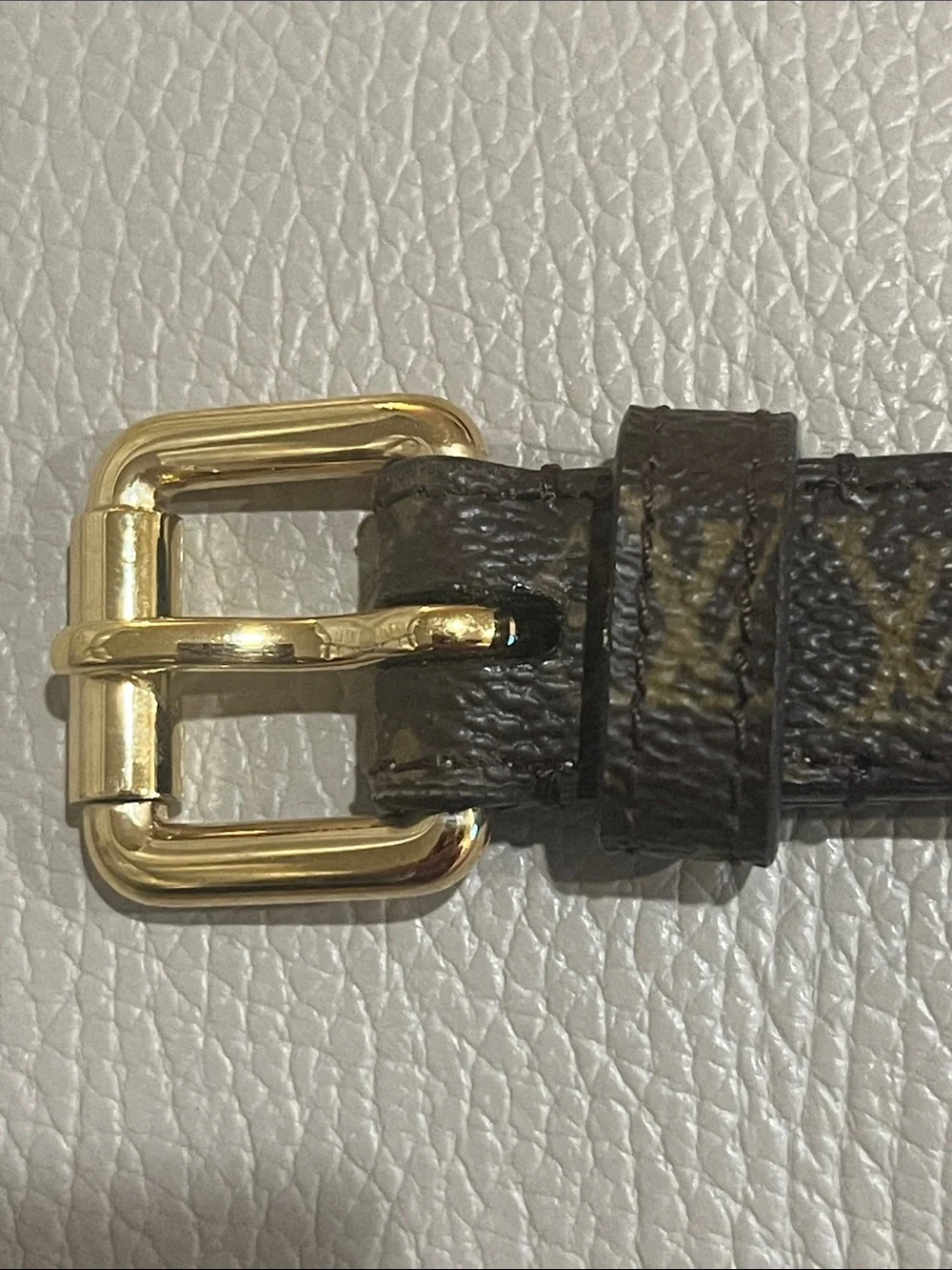 Louis Vuitton Monogram Leather Skinny Belt GoldTone Hardware LB 0093 90|36 Spain